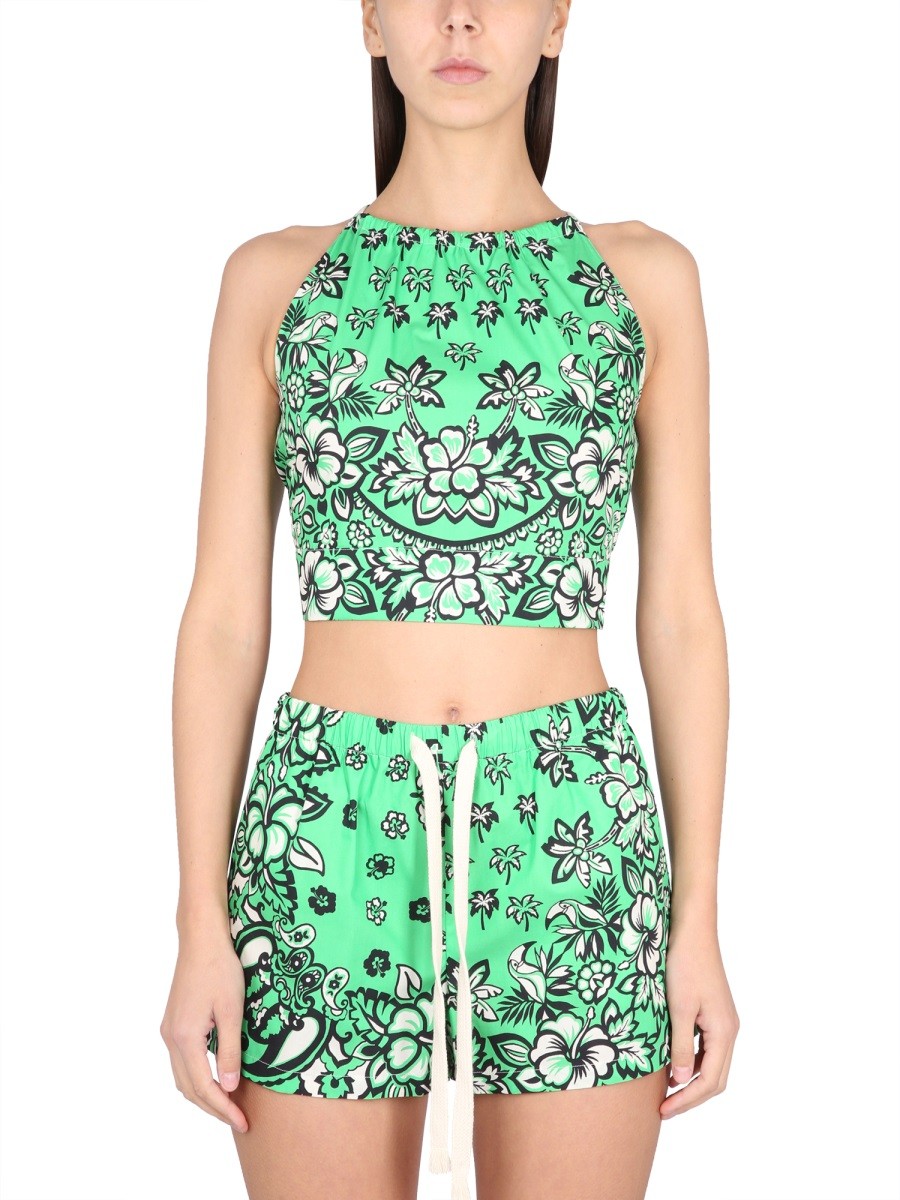 Refresh your wardrobe with the RED VALENTINO women's CARRE' BANDANA TOP in GREEN