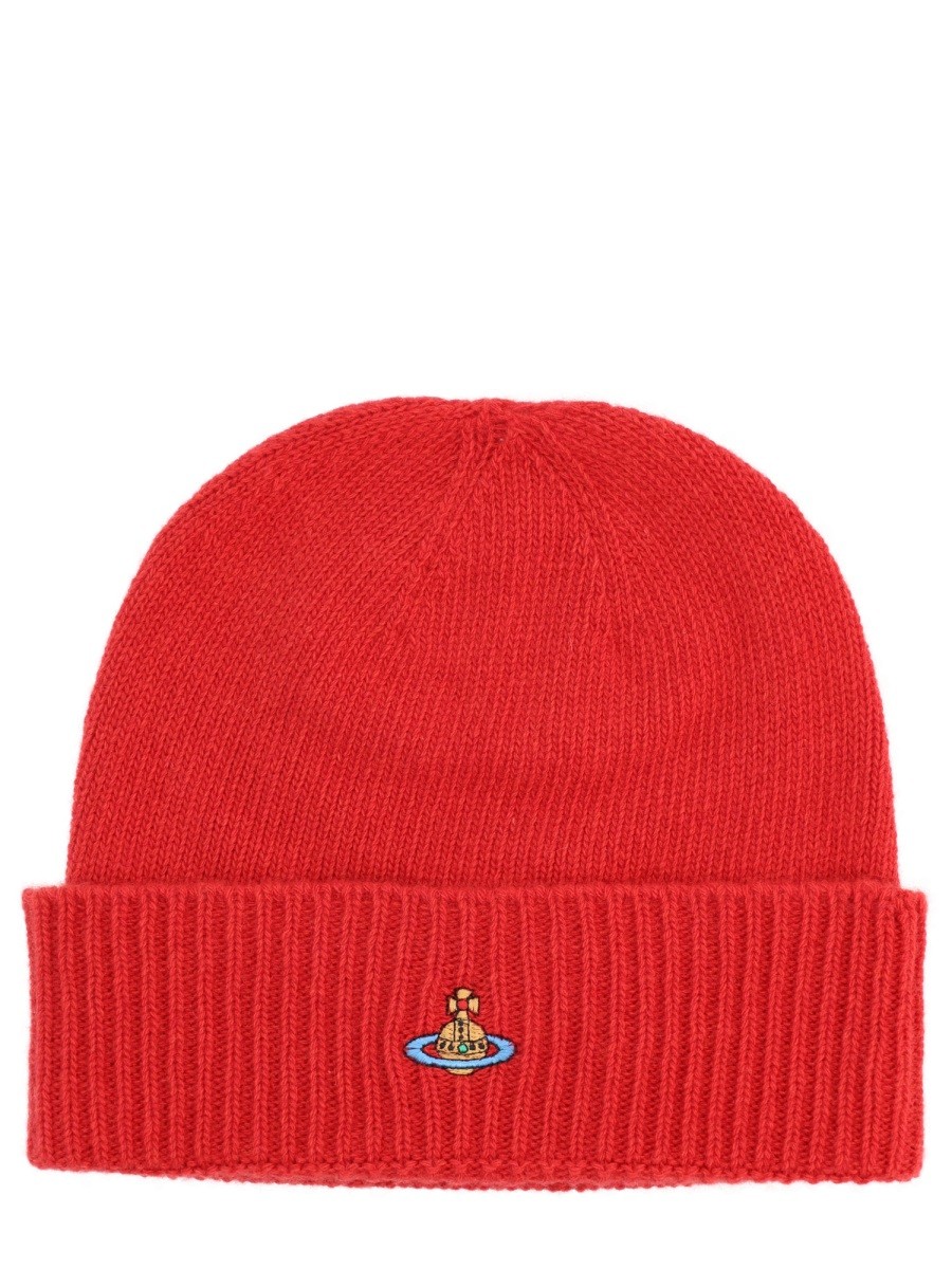 Refresh your wardrobe with the Vivienne Westwood women's CASHMERE BEANIE in Red