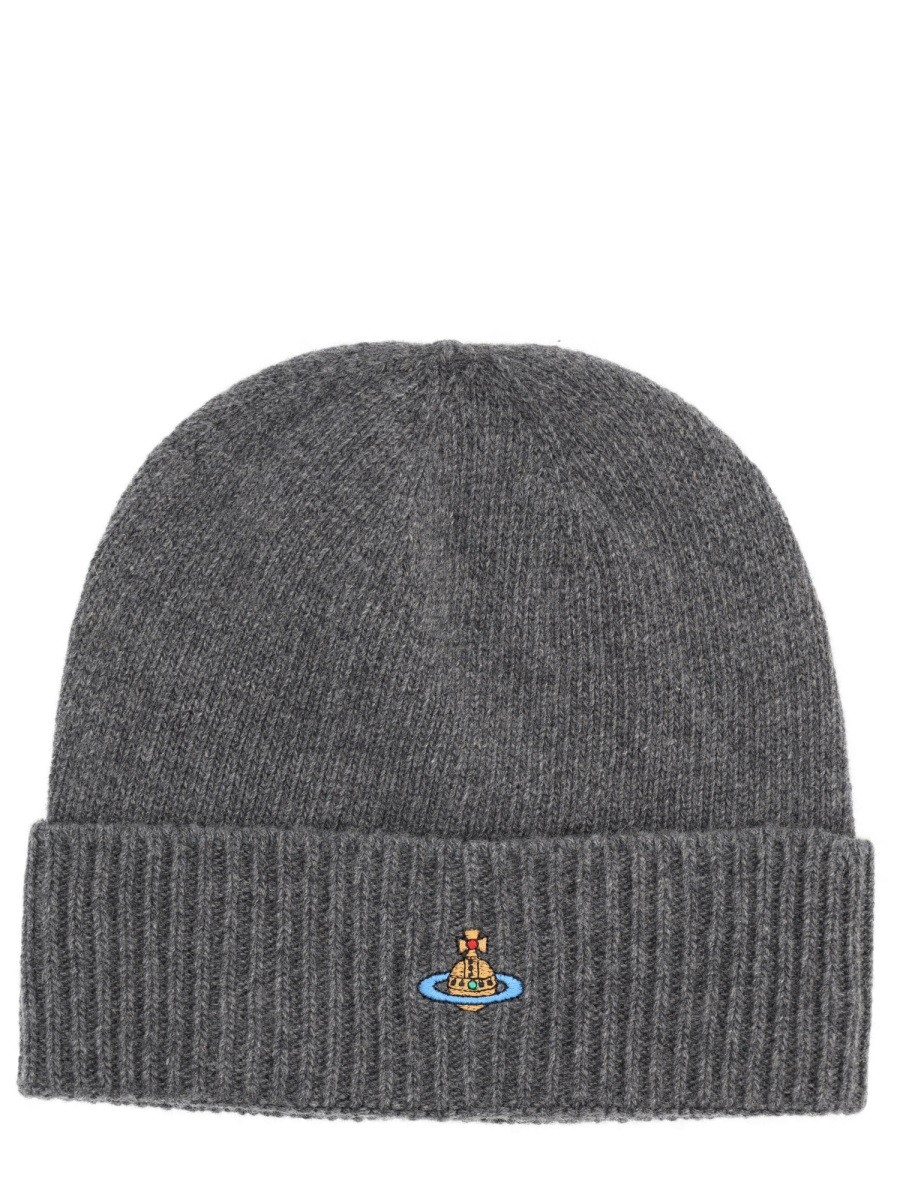 Refresh your wardrobe with the Vivienne Westwood women's CASHMERE BEANIE in Grey