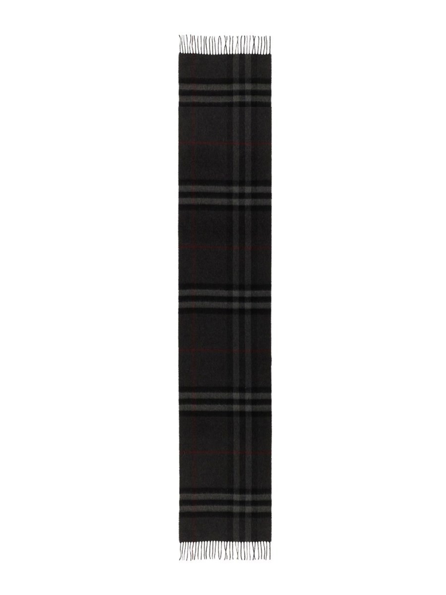 Explore the authentic Burberry men's CASHMERE CHECK SCARF in Black