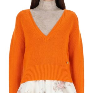 Elevate your look with the GANNI women's CASHMERE SWEATER in orange