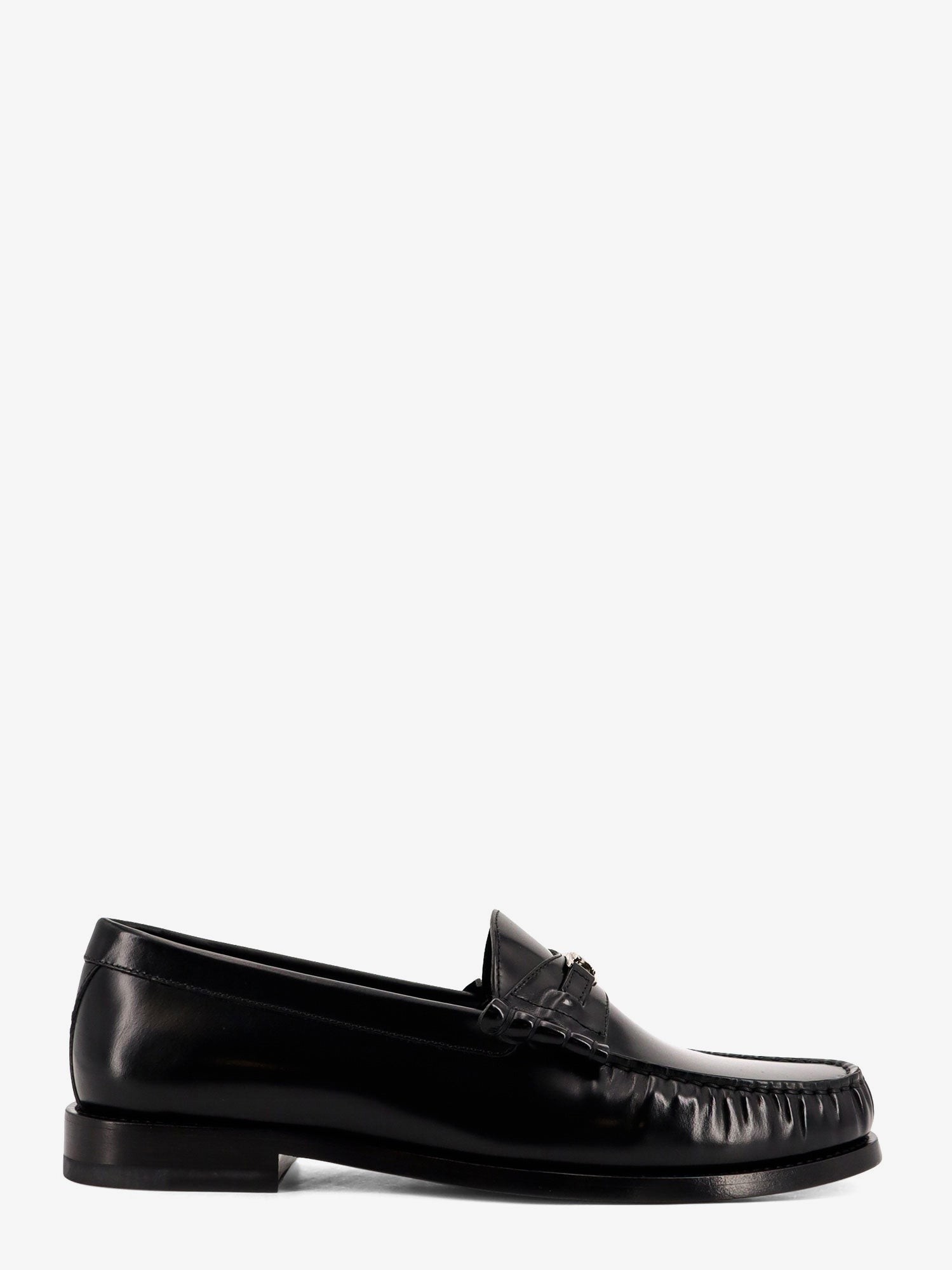 Discover the authentic Celine men's Celine Luco leather loafers in BLACK / SILVER