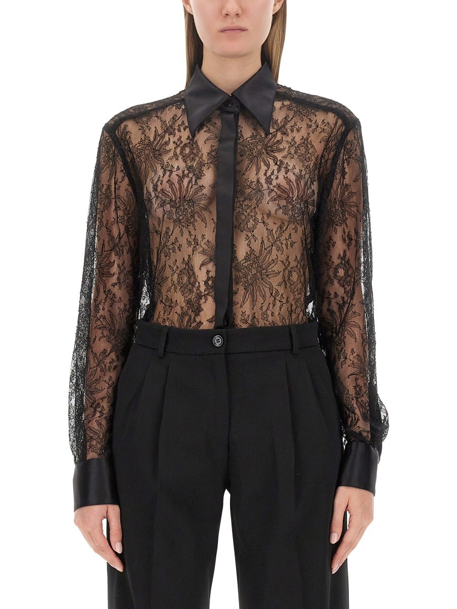Discover the authentic Dolce & Gabbana women's CHANTILLY LACE SHIRT in Black