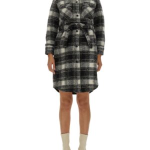 Discover the authentic Woolrich women's CHECK PRINT COAT in Black