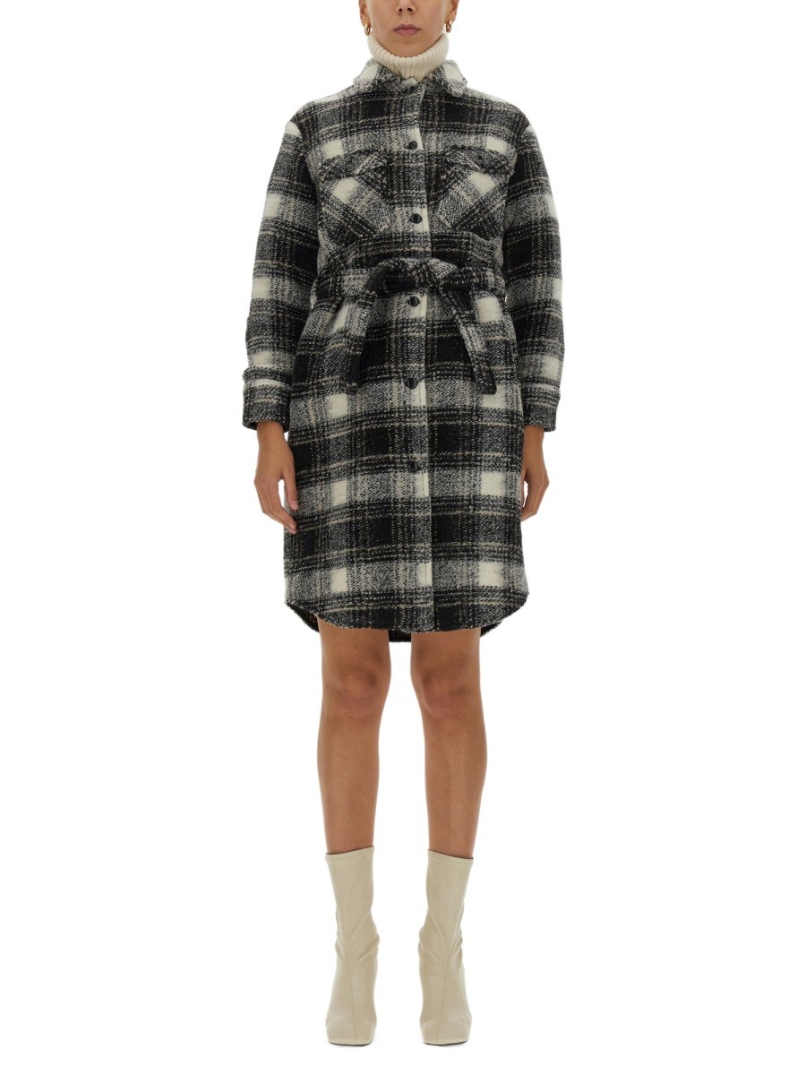 Discover the authentic Woolrich women's CHECK PRINT COAT in Black