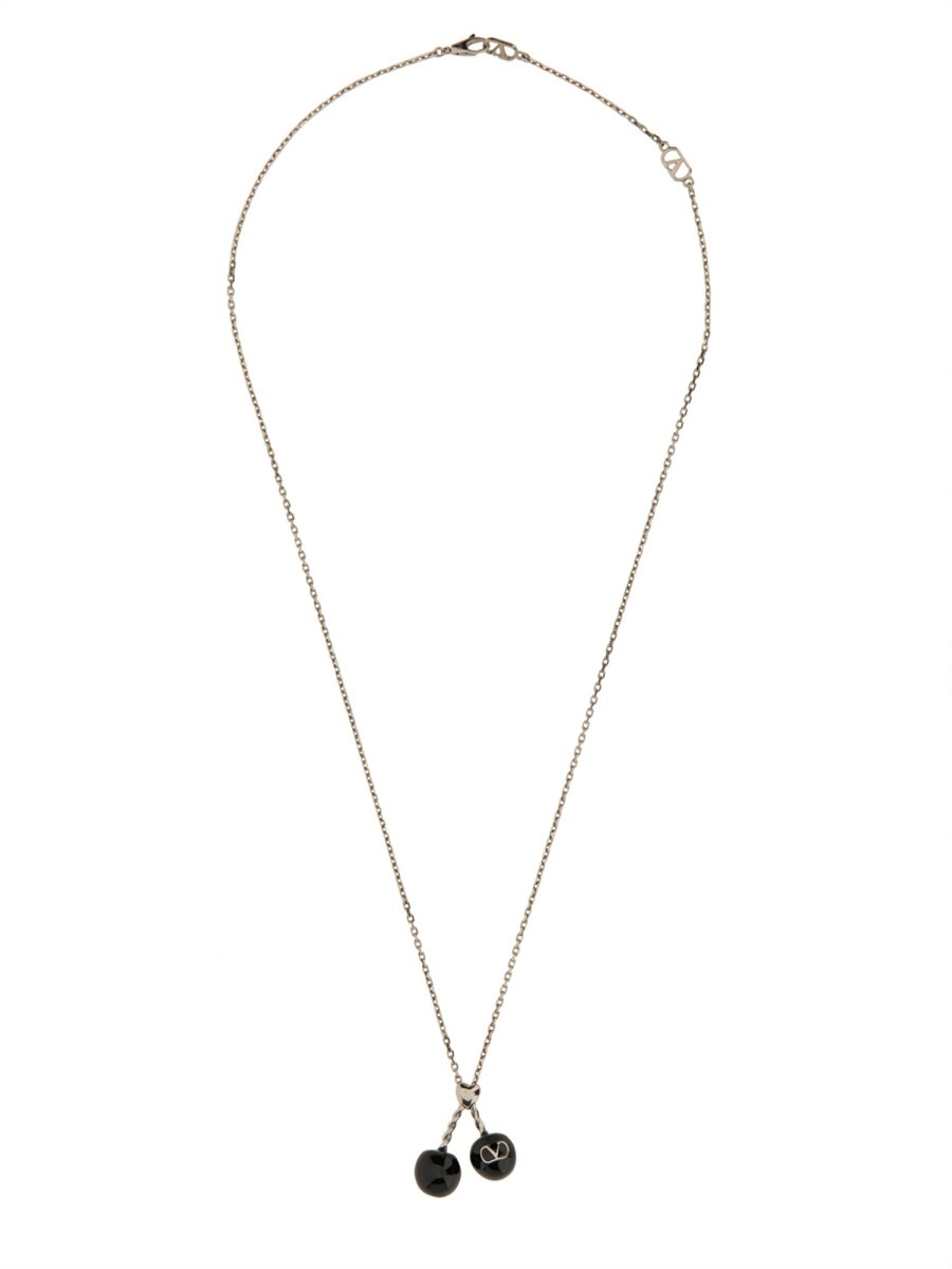 Shop the authentic Valentino Garavani men's CHEZ VALENTINO METAL AND ENAMEL NECKLACE in Black