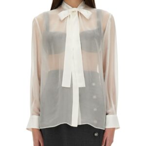 Explore the authentic Dolce & Gabbana women's CHIFFON SHIRT WITH BOW in White