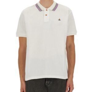 Explore the authentic Vivienne Westwood men's CLASSIC COTTON PIQUE POLO SHIRT in White