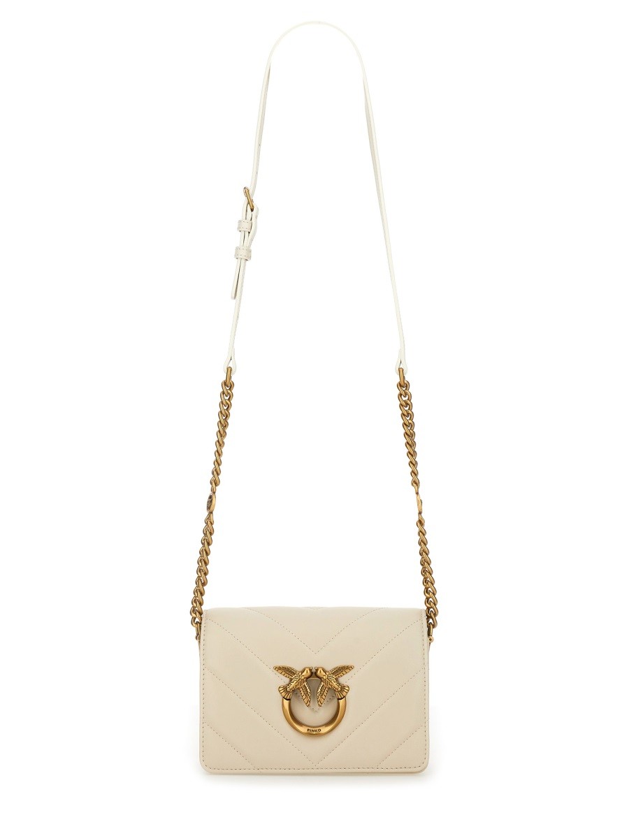 Refresh your wardrobe with the Pinko women's CLICK MINI "LOVE" BAG in Ivory