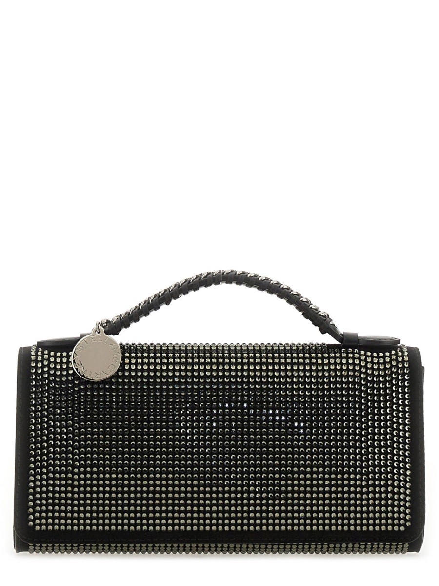 Shop the authentic stella mccartney women's CLUTCH BAG WITH SHOULDER STRAP "FALABELLA" in Black