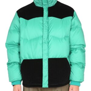 Refresh your wardrobe with the Marni men's COLOR-BLOCK DOWN JACKET in GREEN