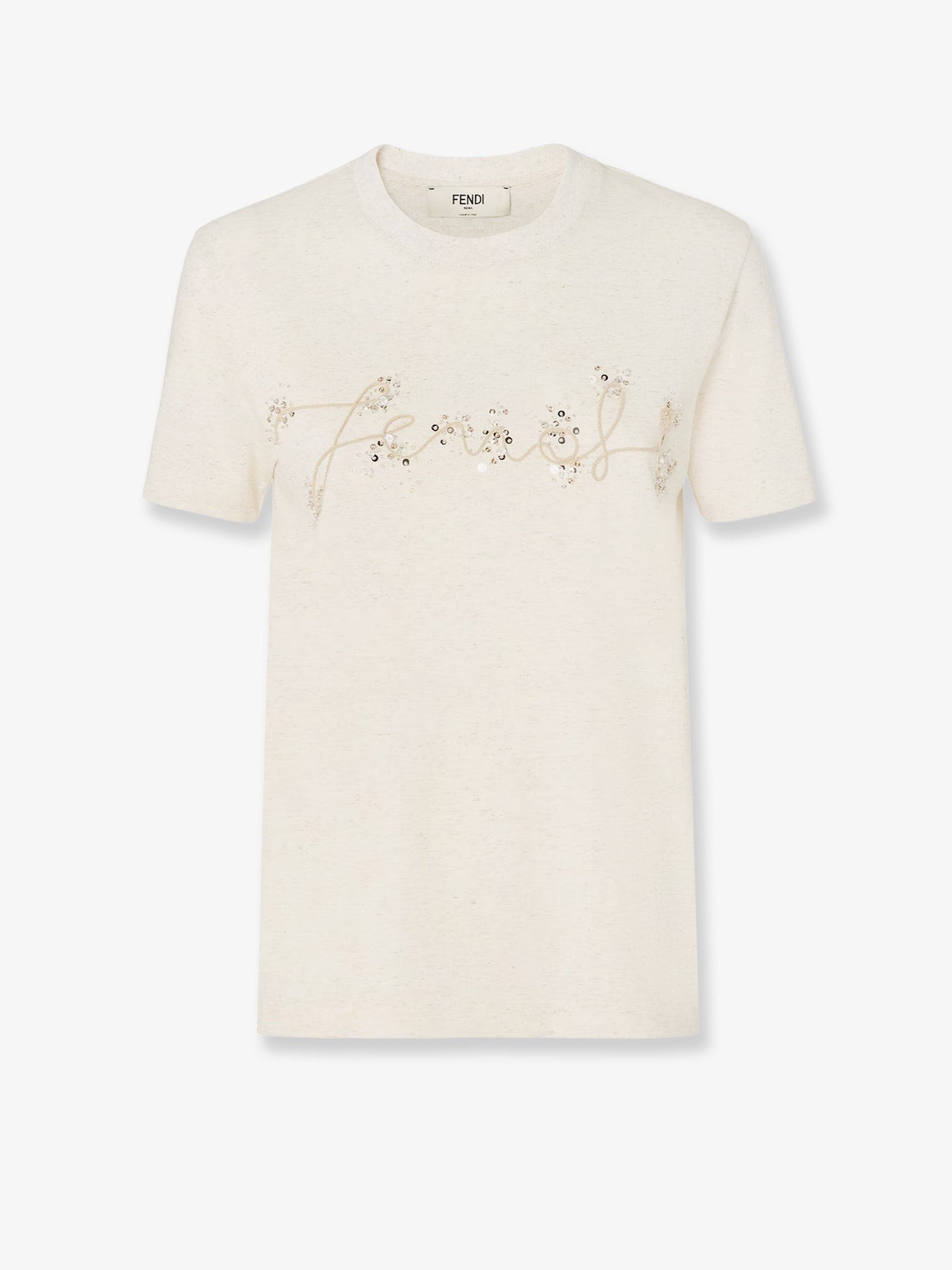 Discover the authentic Fendi women's Cotton blend T-shirt in RAFFIA-25