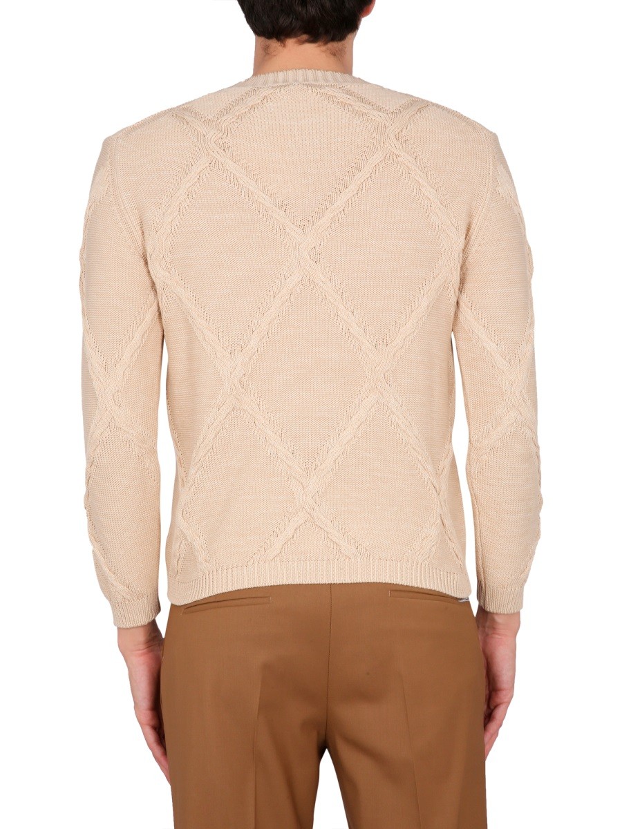 COTTON CABLE STITCH CREW NECK SWEATER - Image 3