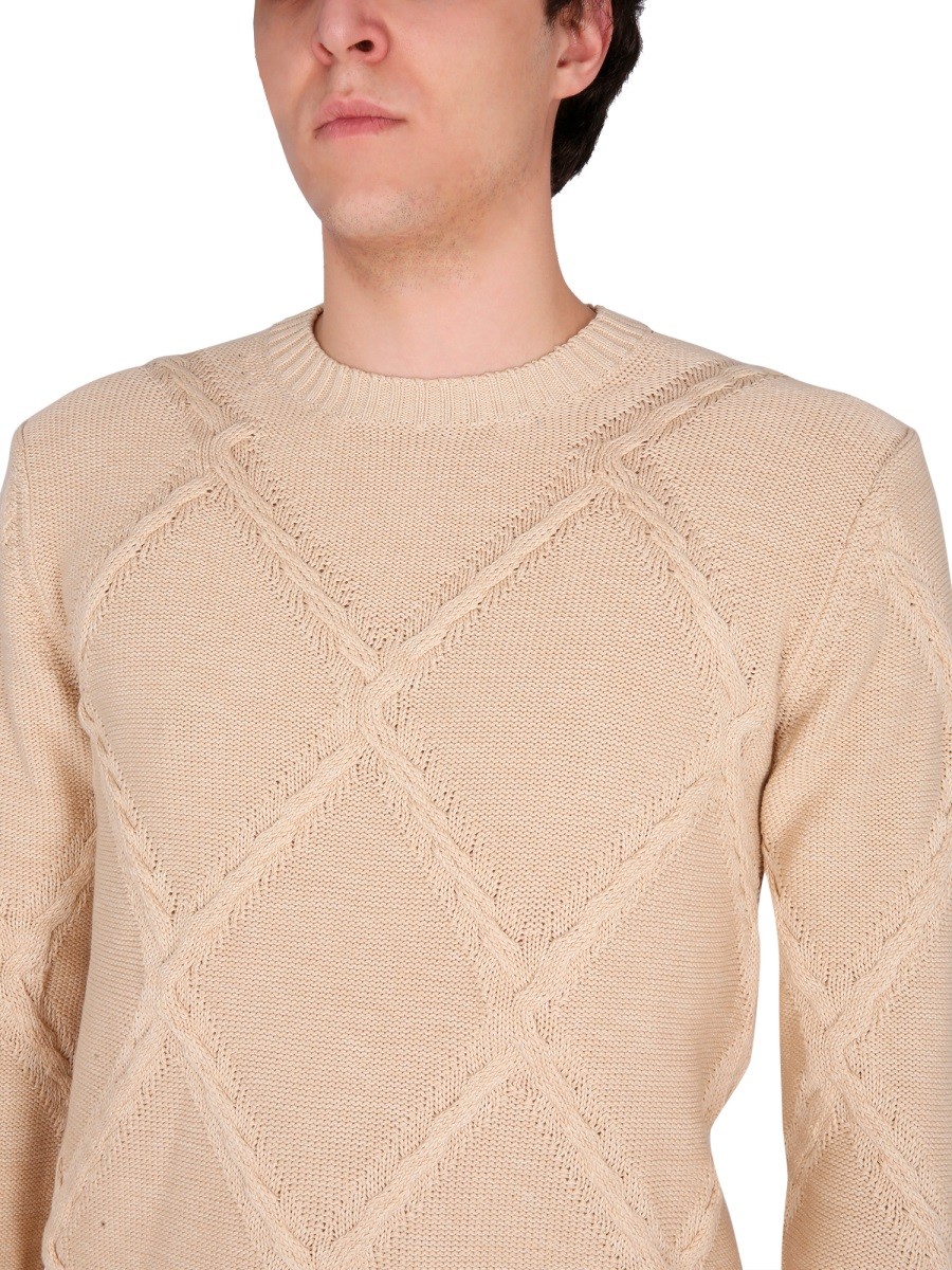 COTTON CABLE STITCH CREW NECK SWEATER - Image 4