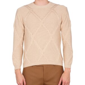 Explore the authentic Ballantyne men's COTTON CABLE STITCH CREW NECK SWEATER in beige