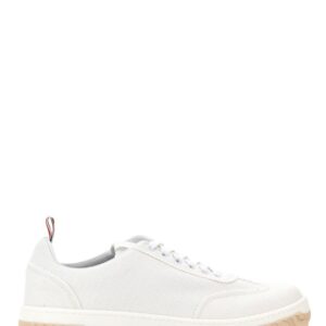 Refresh your wardrobe with the THOM BROWNE men's COTTON CANVAS SNEAKER in White