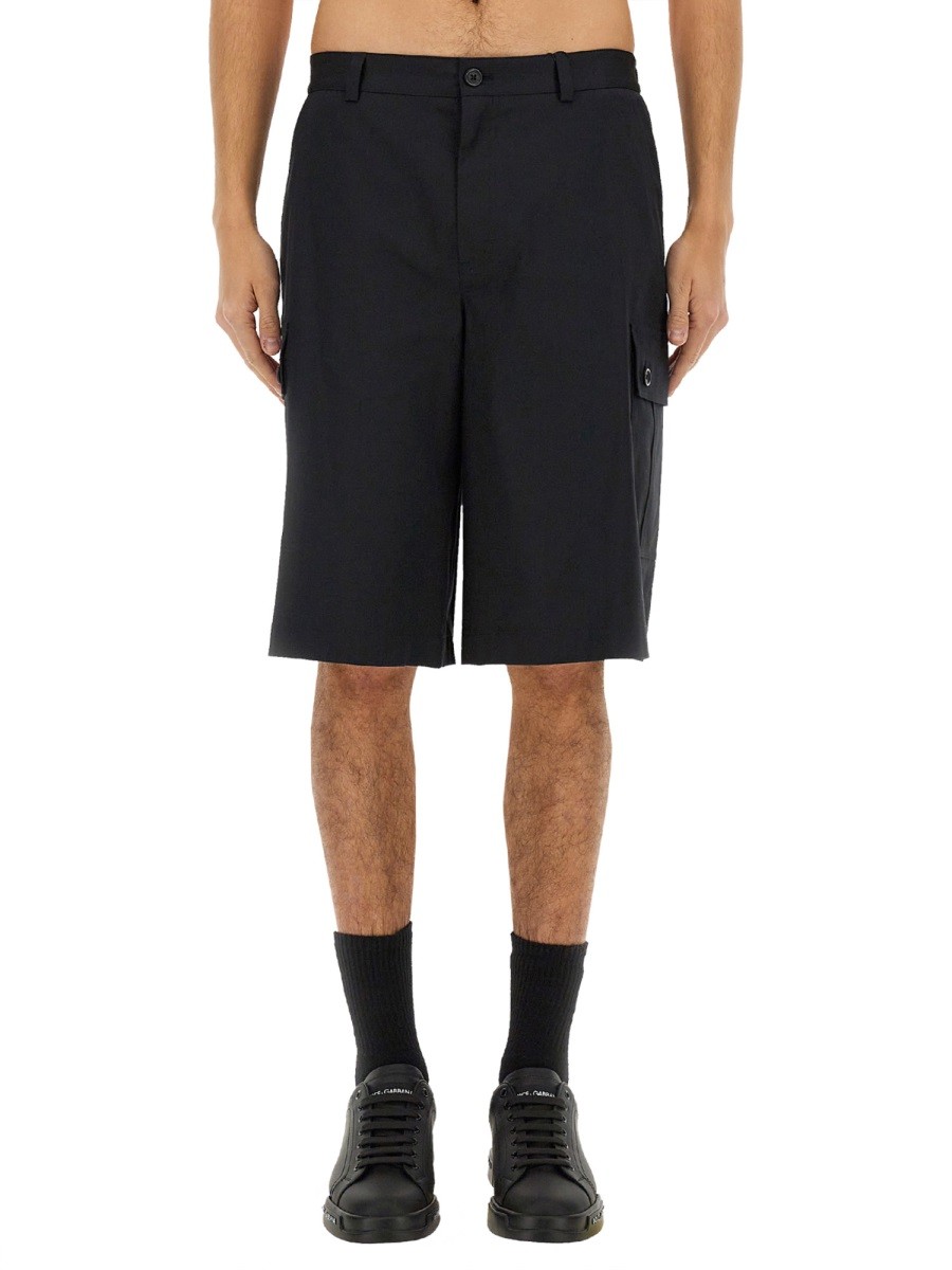 Explore the authentic Dolce & Gabbana men's COTTON CARGO BERMUDA SHORTS in Black