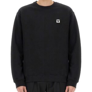 Shop the authentic Valentino men's COTTON CREWNECK SWEATSHIRT WITH "CHEZ VALENTINO" PATCH in Black