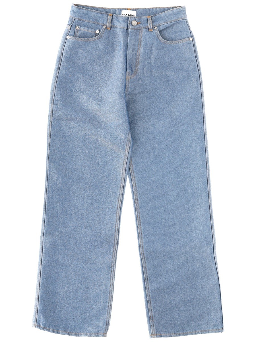 Discover the authentic GANNI women's COTTON DENIM JEANS in Blue