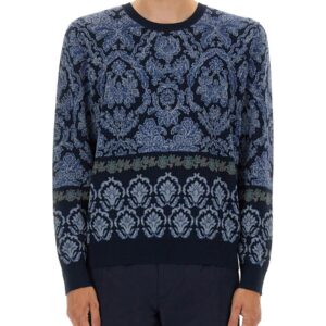 Discover the authentic Etro men's COTTON JACQUARD KNIT in Blue
