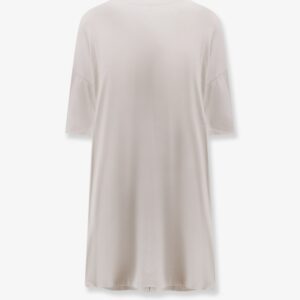 Explore the authentic Balenciaga women's Cotton jersey Semi fitted short dress in Dirty white