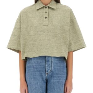 Explore the authentic Bottega Veneta women's COTTON PIQUE POLO SHIRT in beige