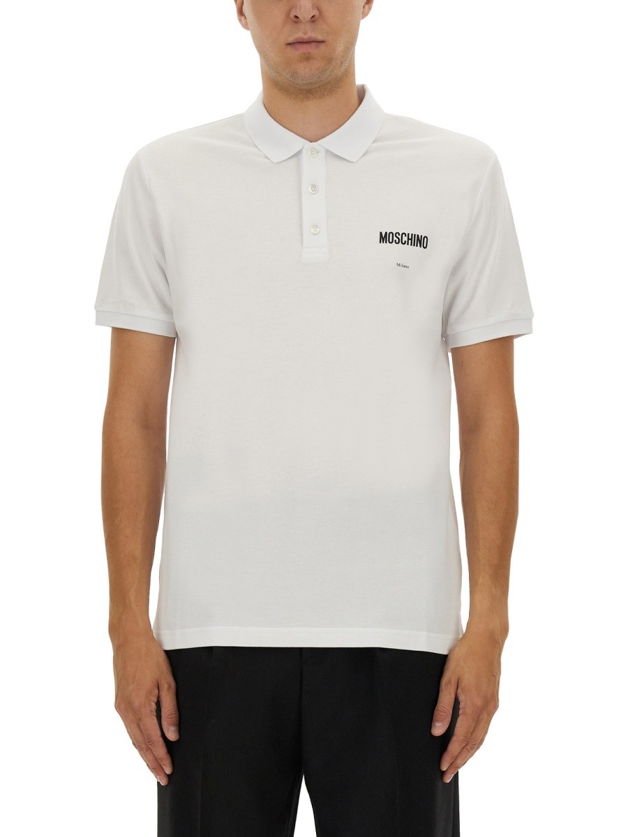 Discover the authentic Moschino men's COTTON PIQUE POLO in White