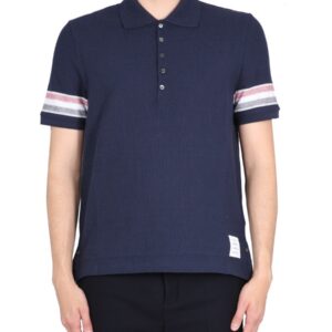 Discover the authentic THOM BROWNE men's COTTON POLO in Blue