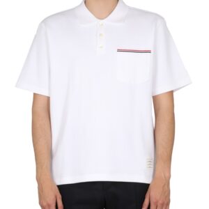 Discover the authentic THOM BROWNE men's COTTON POLO in White