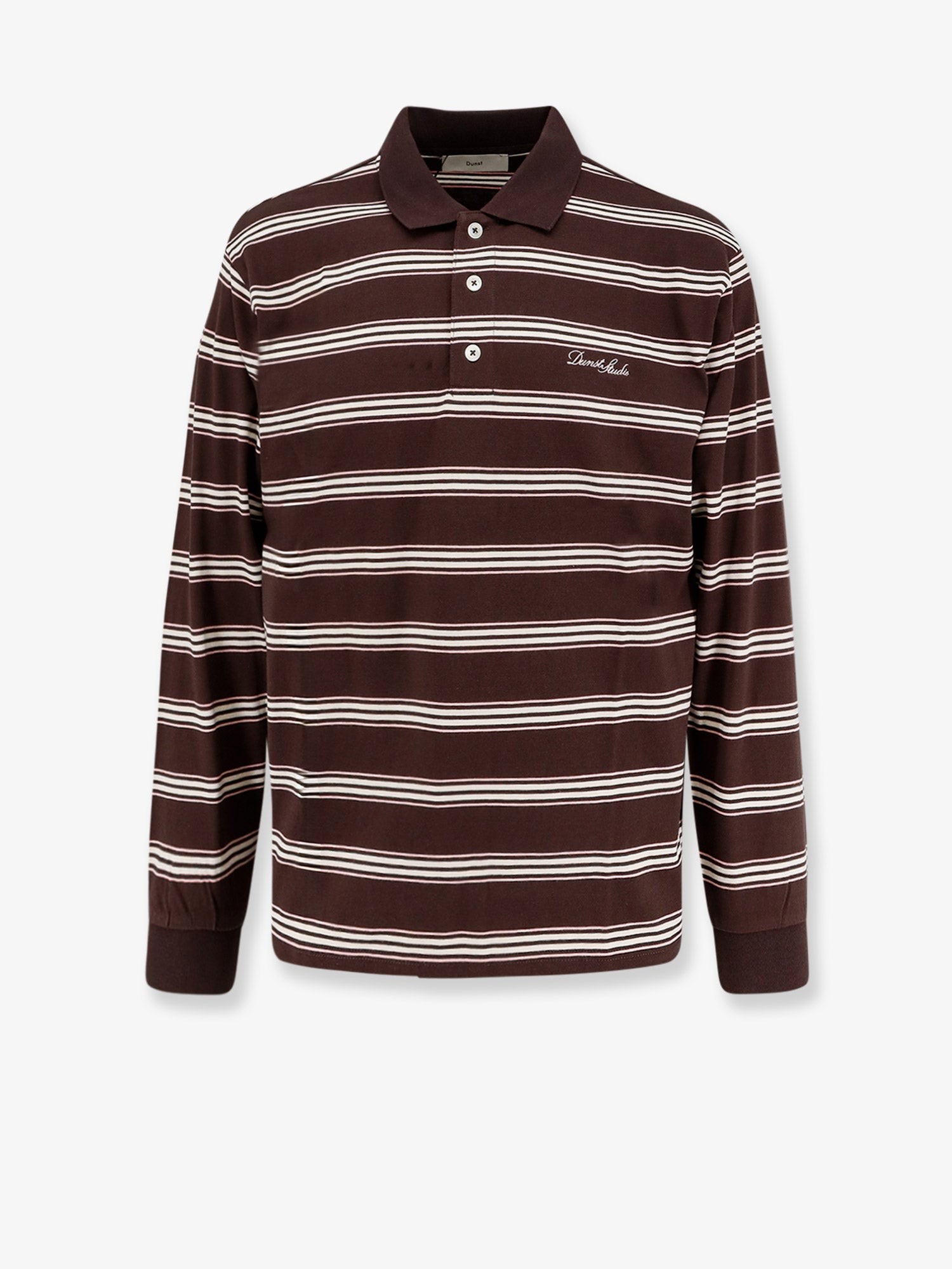 Discover the authentic DUNST unisex Cotton polo shirt with striped pattern in Marrone