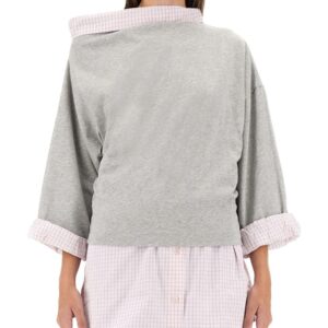 Explore the authentic Dries Van Noten women's COTTON SHIRT SWEATSHIRT in Grey