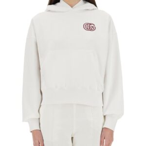 Explore the authentic Gucci women's COTTON SWEATSHIRT WITH EMBROIDERY in White