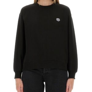 Explore the authentic Kenzo women's COTTON SWEATSHIRT WITH "HAPPY TIGER" PATCH in Black