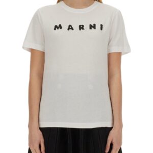 Discover the authentic Marni women's COTTON T-SHIRT WITH LOGO in White