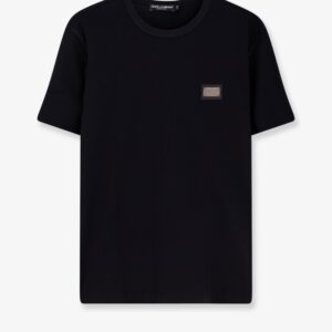 Explore the authentic Dolce & Gabbana men's Cotton T-shirt with logo patch in Nero