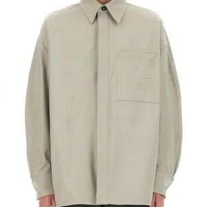 Explore the authentic Bottega Veneta men's COTTON TWILL OVER SHIRT in Grey
