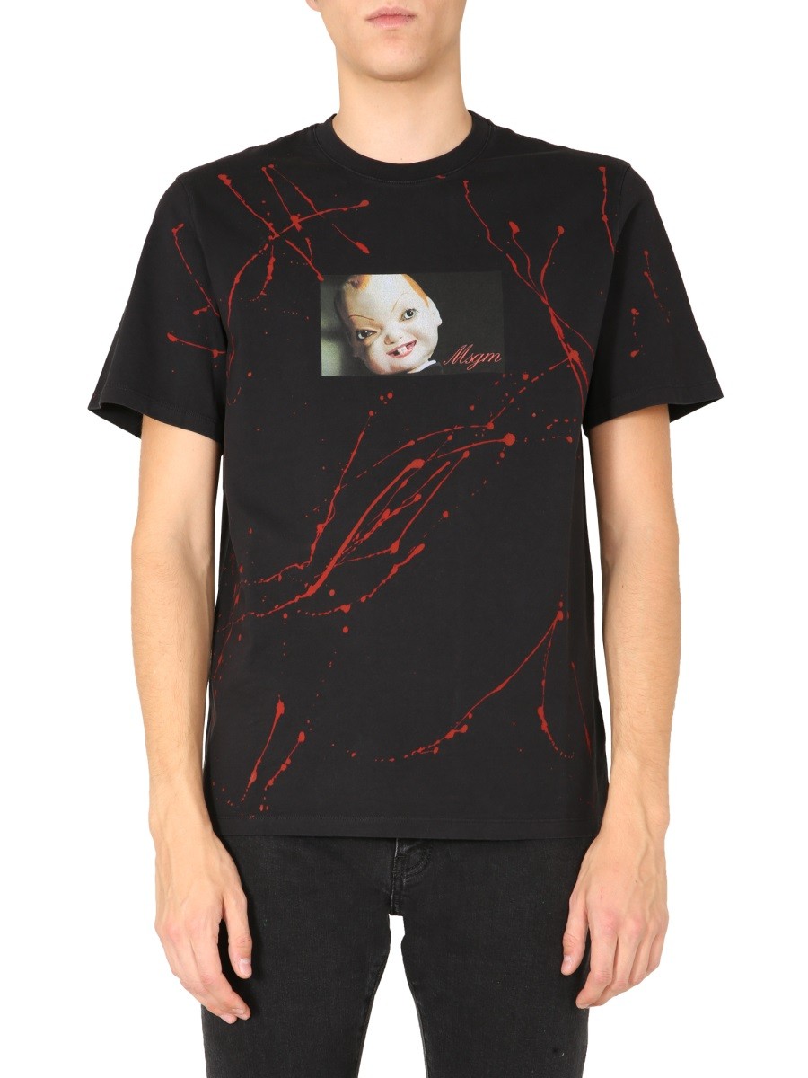 Discover the authentic msgm men's CREW NECK T-SHIRT in Black