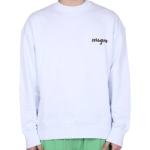 Refresh your wardrobe with the msgm men's CREWNECK SWEATSHIRT WITH LOGO in White