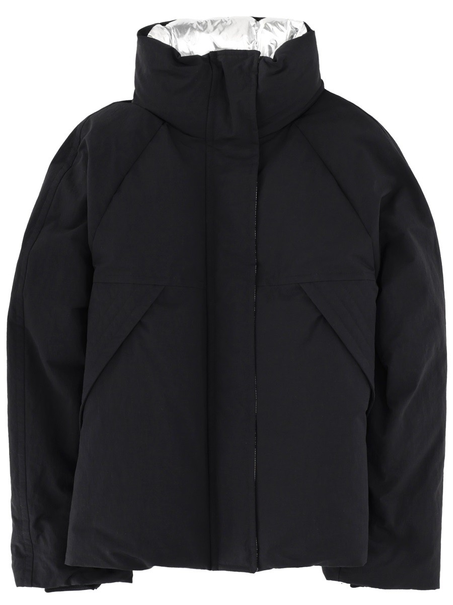 Refresh your wardrobe with the LAMINAR women's "CRINKLE METALLIC" JACKET in Black