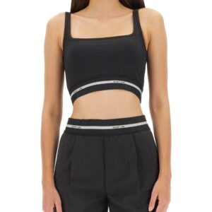 Discover the authentic Helmut Lang women's CROP TOP WITH LOGO in Black