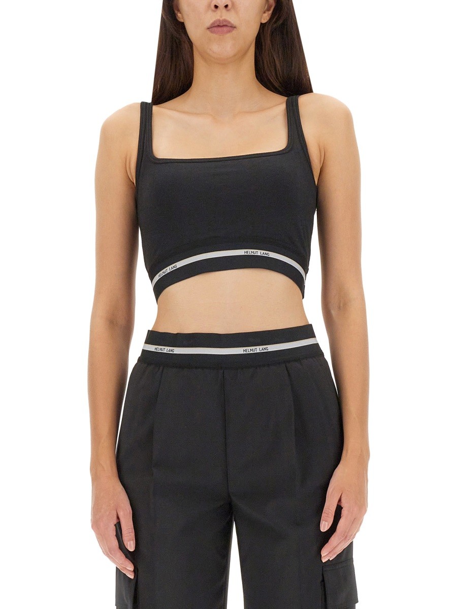 Discover the authentic Helmut Lang women's CROP TOP WITH LOGO in Black