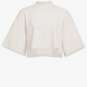Discover the authentic ALAIA women's Cropped cotton blend top in blanc