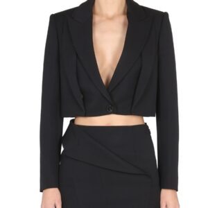 Refresh your wardrobe with the Alexander Mcqueen women's CROPPED JACKET in Black