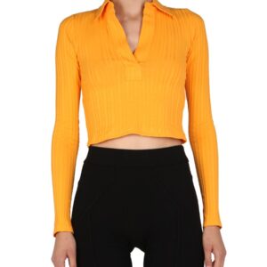 Elevate your look with the Helmut Lang women's CROPPED POLO in Yellow