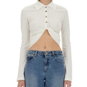 Explore the authentic COURREGES women's CROPPED POLO SHIRT "TWIST" in White