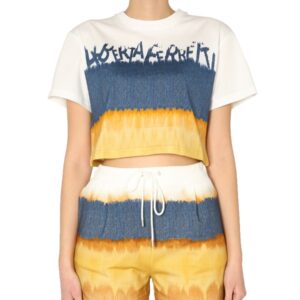 Explore the authentic alberta ferretti women's CROPPED PRINTED T-SHIRT in Yellow