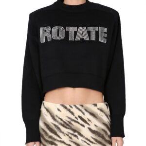 Discover the authentic ROTATE BIRGER CHRISTENSEN women's CROPPED SHIRT WITH LOGO in Black