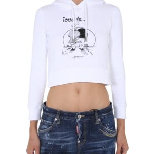 Discover the authentic Dsquared2 women's CROPPED SWEATSHIRT in White