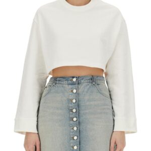 Refresh your wardrobe with the COURREGES women's CROPPED SWEATSHIRT in White