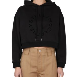 Explore the authentic stella mccartney women's CROPPED SWEATSHIRT WITH LOGO in Black